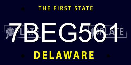 7BEG561 Delaware License Plate