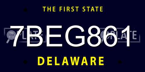 7BEG861 Delaware License Plate