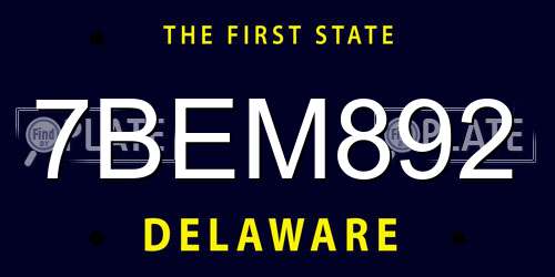 7BEM892 Delaware License Plate