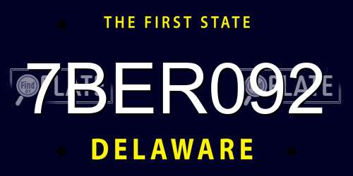 7BER092 Delaware License Plate