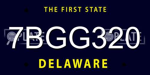 7BGG320 Delaware License Plate