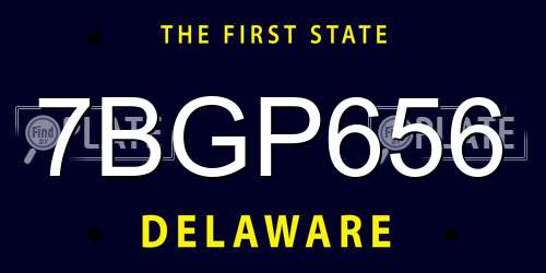 7BGP656 Delaware License Plate