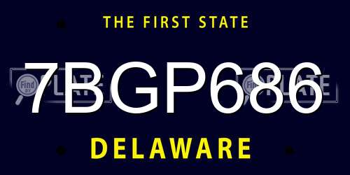 7BGP686 Delaware License Plate