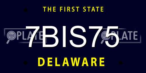 7BIS75 Delaware License Plate