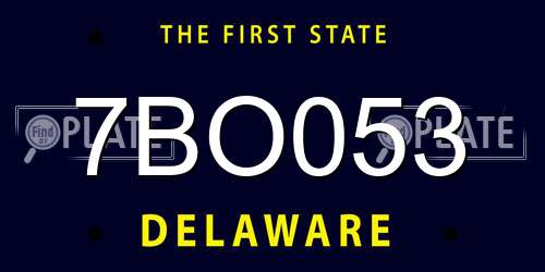 7BO053 Delaware License Plate