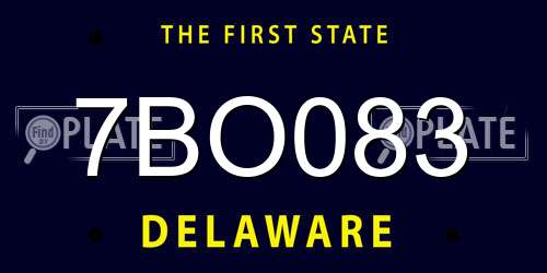 7BO083 Delaware License Plate