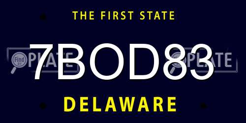 7BOD83 Delaware License Plate