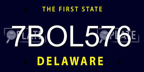 7BOL576 Delaware License Plate