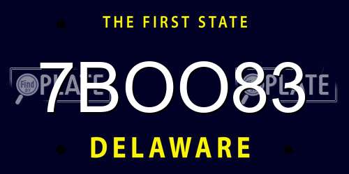 7BOO83 Delaware License Plate