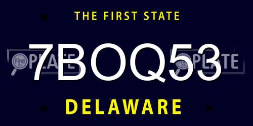 7BOQ53 Delaware License Plate