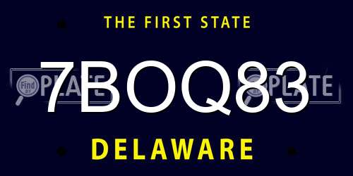 7BOQ83 Delaware License Plate