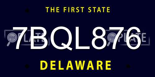 7BQL876 Delaware License Plate