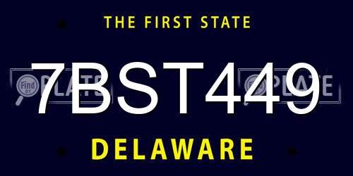 7BST449 Delaware License Plate