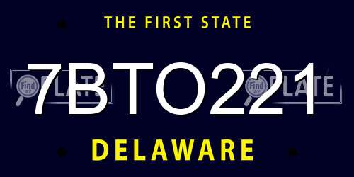 7BTO221 Delaware License Plate