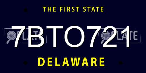 7BTO721 Delaware License Plate