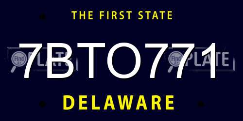 7BTO771 Delaware License Plate