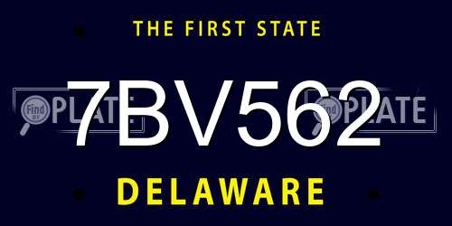 7BV562 Delaware License Plate