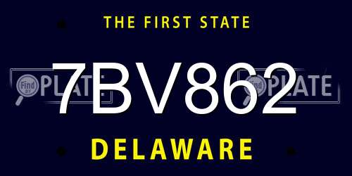 7BV862 Delaware License Plate