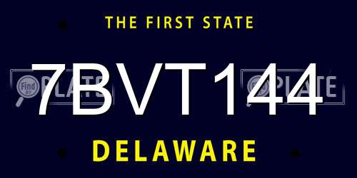 7BVT144 Delaware License Plate