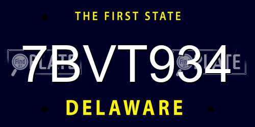 7BVT934 Delaware License Plate