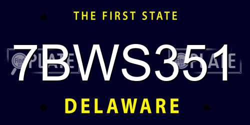 7BWS351 Delaware License Plate