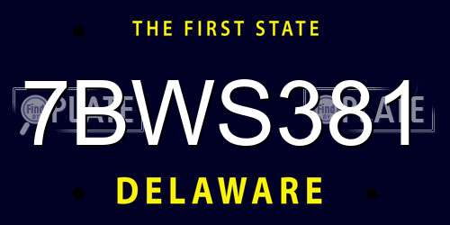 7BWS381 Delaware License Plate