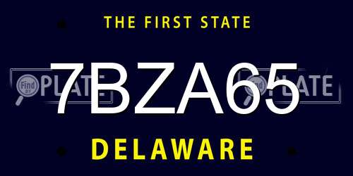 7BZA65 Delaware License Plate
