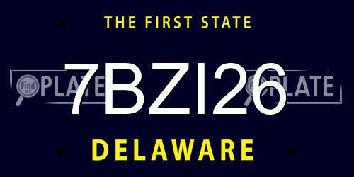 7BZI26 Delaware License Plate