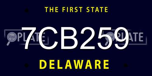 7CB259 Delaware License Plate
