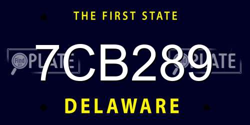 7CB289 Delaware License Plate