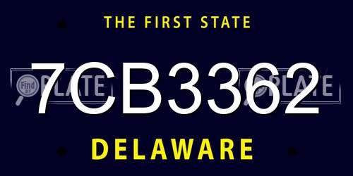 7CB3362 Delaware License Plate