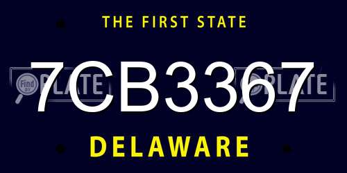 7CB3367 Delaware License Plate