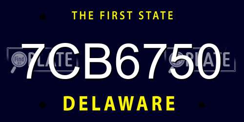 7CB6750 Delaware License Plate