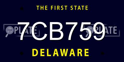 7CB759 Delaware License Plate