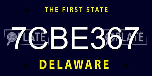 7CBE367 Delaware License Plate