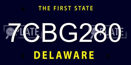 7CBG280 Delaware License Plate
