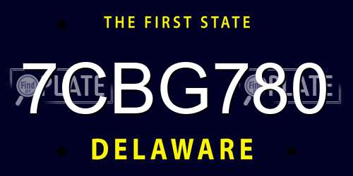 7CBG780 Delaware License Plate