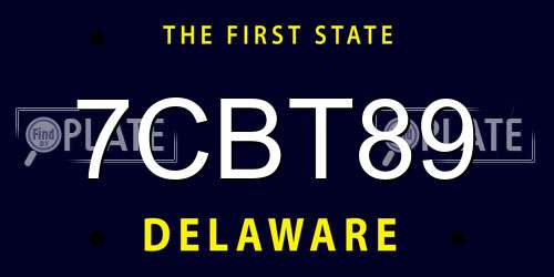 7CBT89 Delaware License Plate