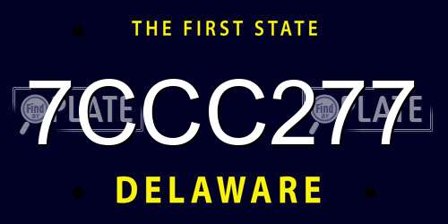 7CCC277 Delaware License Plate