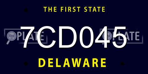 7CD045 Delaware License Plate