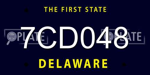 7CD048 Delaware License Plate