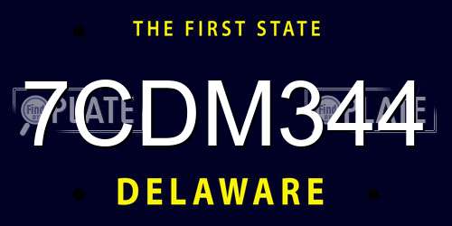 7CDM344 Delaware License Plate