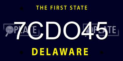 7CDO45 Delaware License Plate