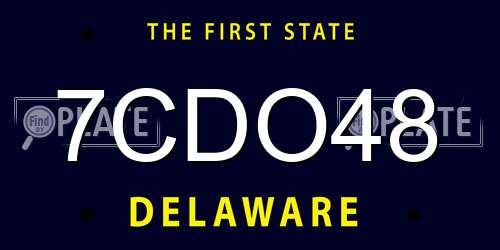 7CDO48 Delaware License Plate