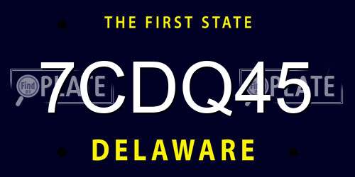 7CDQ45 Delaware License Plate