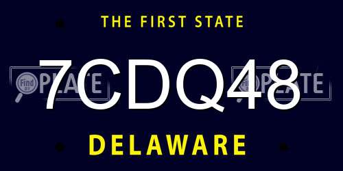 7CDQ48 Delaware License Plate