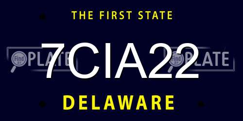 7CIA22 Delaware License Plate