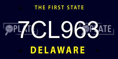 7CL963 Delaware License Plate