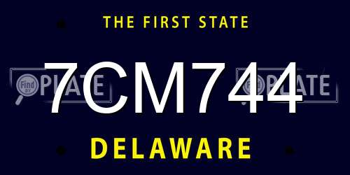 7CM744 Delaware License Plate