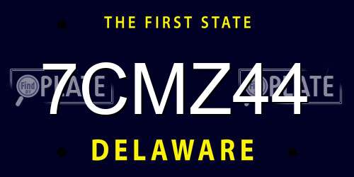 7CMZ44 Delaware License Plate